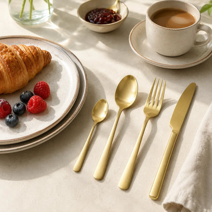 AULICA - LUXE Bestekset - CHAMPAGNE - Afwerking Mat - DESIGN - 24-delig - France