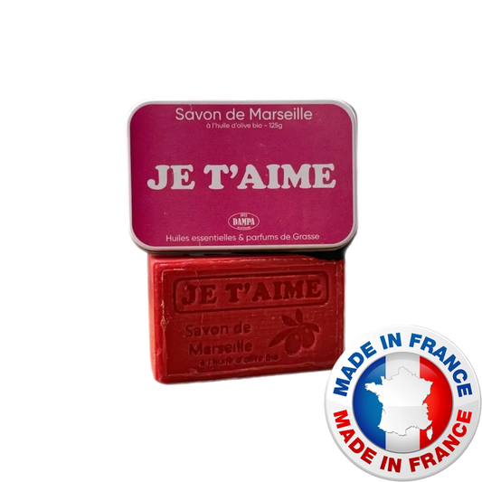 DAMPA - Savon de Marseille “JE T’AIME” - 125g + metalen doosje